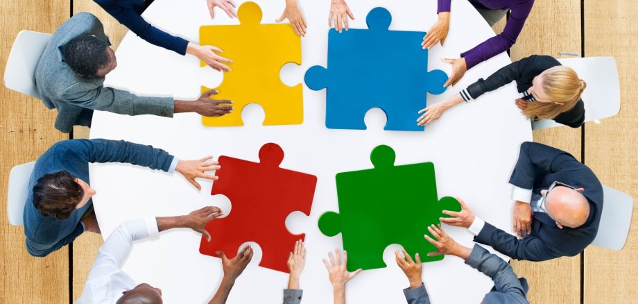 Business People Jigsaw Puzzle Collaboration Team Concept